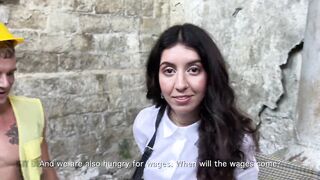 Three workers persuade a fragile inspector to fuck. Katty West services DisDiger, Falcon Al and Kit Belove